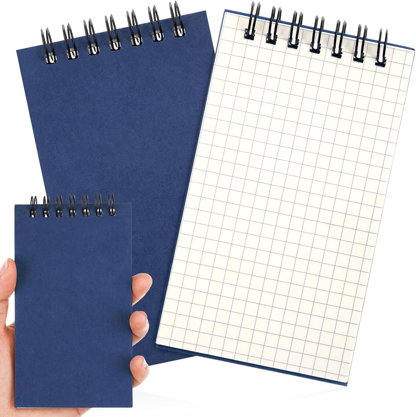Jutom 2 Pcs Mini Pocket Notebooks Bulk 3x5 Graph Paper Top Spiral Notebook 120 Pages 80 Gsm Mini Grid Notepads for Personal Organizers Home Classroom Business Work Supplies (Kraft)