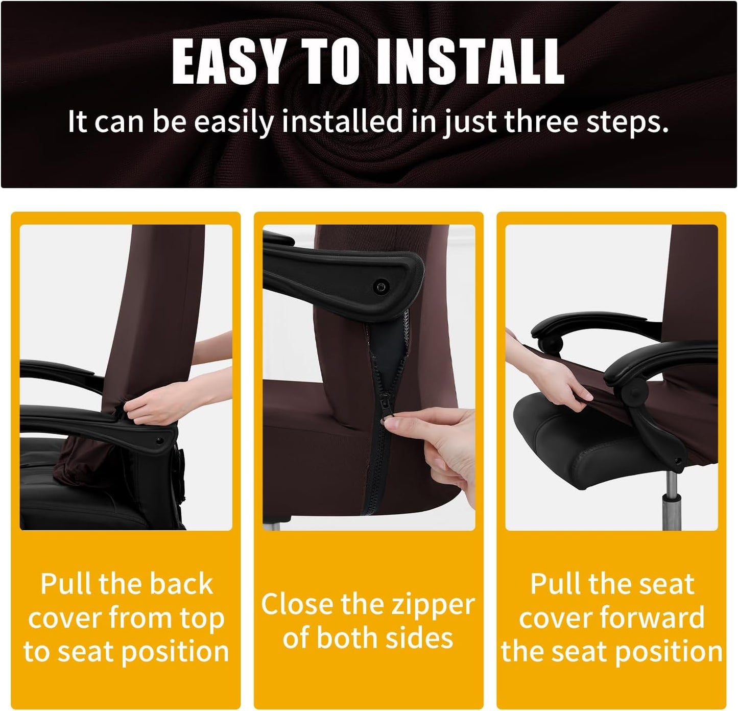 Smiry Stretch Printed Office Chair Armrest Covers, 2 Pcs Soft Fit Removable Washable Computer Desk Chair Arm Covers Protector, Black