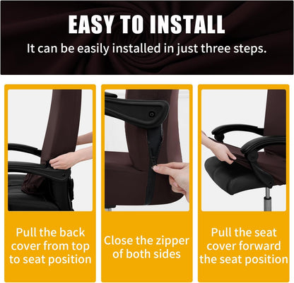 Smiry Stretch Printed Office Chair Armrest Covers, 2 Pcs Soft Fit Removable Washable Computer Desk Chair Arm Covers Protector, Black