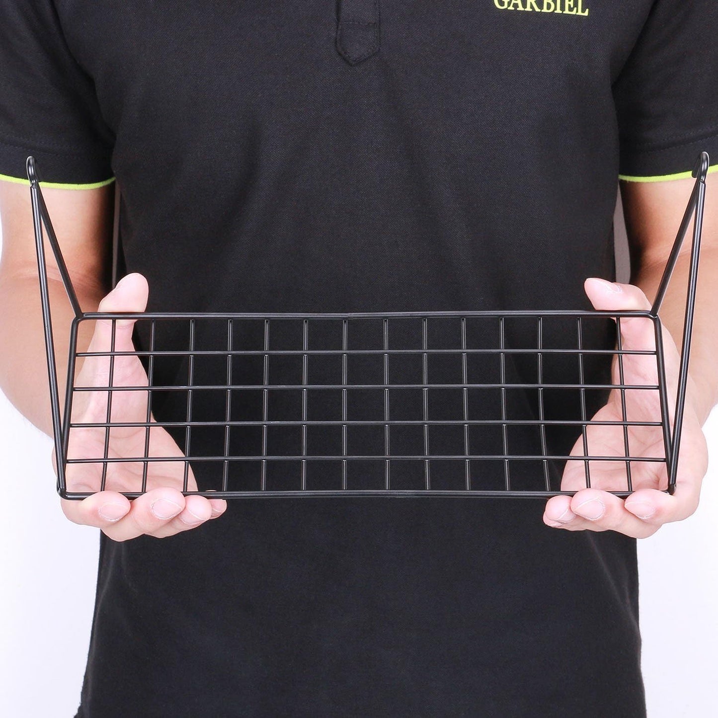Kaforise Hanging Straight Shelf for Wire Wall Grid Panel, Small Wire Wall Organizer and Display Shelf, Size 11.8" X 4.3",Black Painted (4)