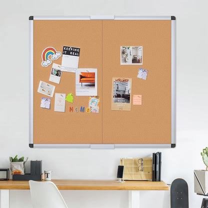 VIZ-PRO Cork Notice Board, 36 X 24 Inches, Silver Aluminium Frame