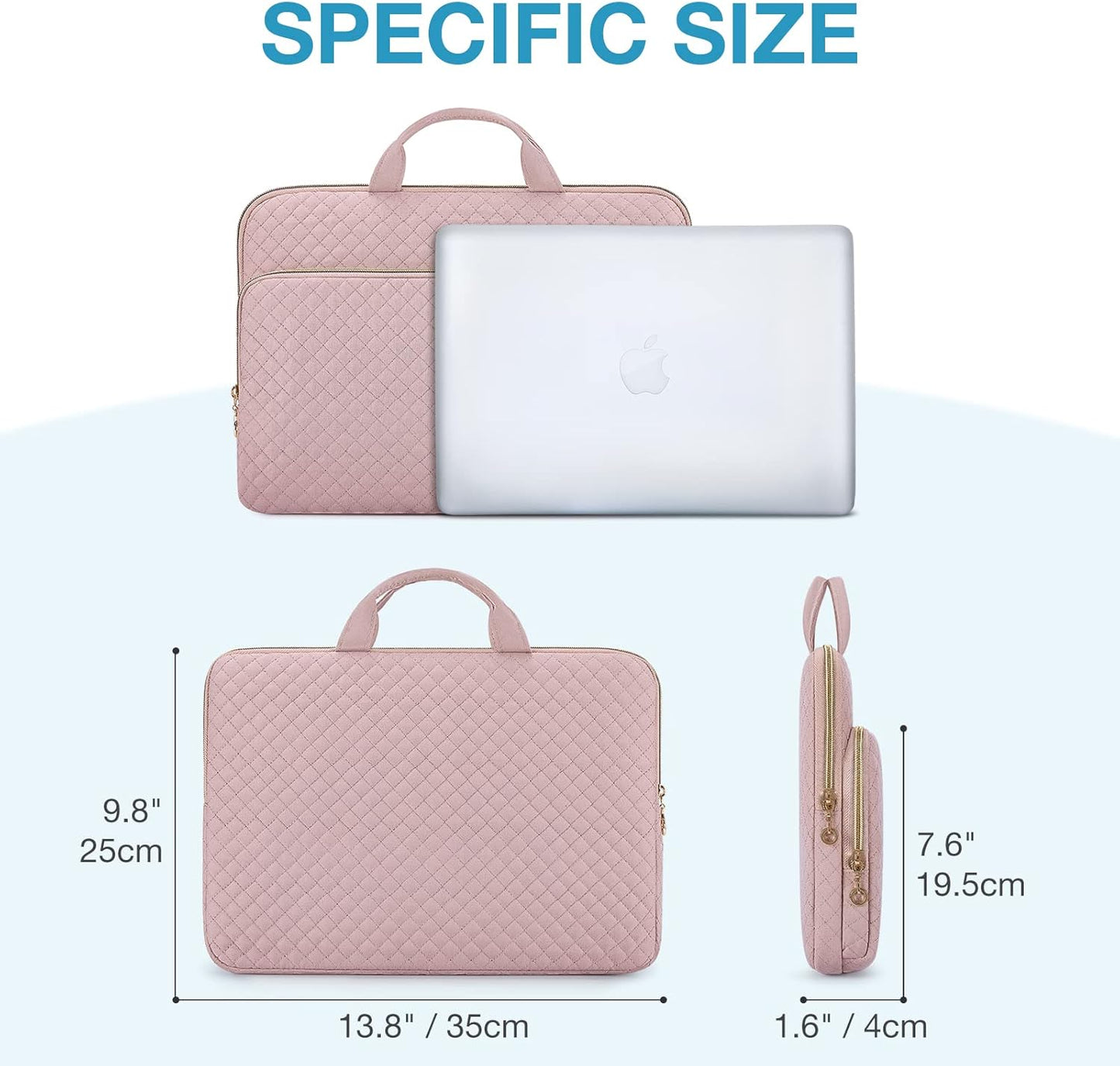BAGSMART 15.6 Inch Laptop Case Sleeve Compatible with MacBook Pro 16 Inch,15.6 Inch HP,Dell,Acer Aspire,Asus Notebook, Lightweight Laptop Bag for Women with Shoulder Strap,Pocket,Handle, Pink