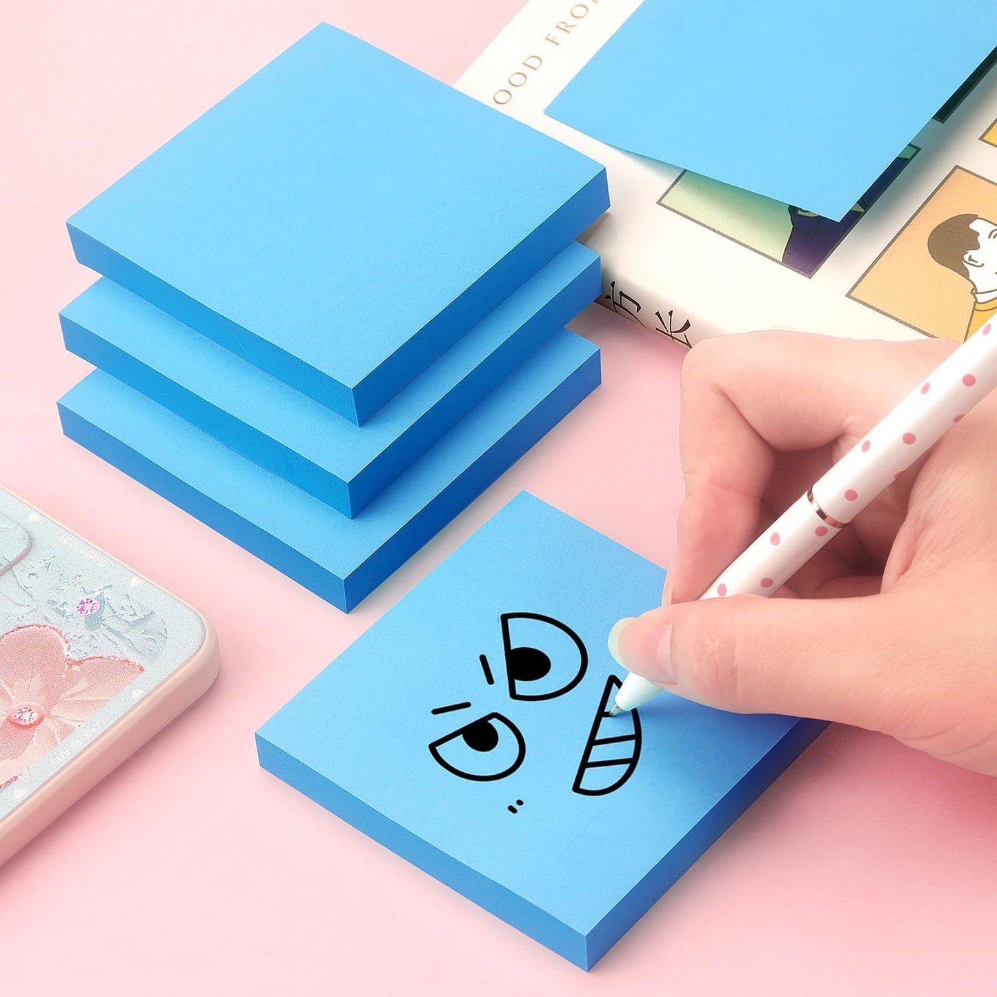 Osboo Sticky Notes 3x3 Pop Up Self-Stick Notes Pads with 6 Bright Colors, Easy to Post for Office, School, Home, 6 Pads/Pack, 100 Sheets/Pad(Pop Up)