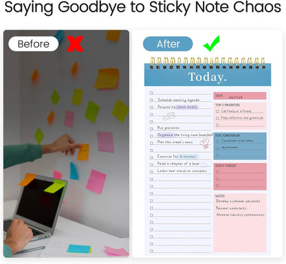 To Do List Notepad - To Do List Notebook for Work with 52 Sheets, Undated Daily Planner Perfect for Enhanced Productivity and Goal Achievement - Green