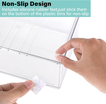 Prsildan Acrylic Drawer Makeup Organizer with 6 Drawers (Not for Baby Bottle), Set of 2 Office Desk Organizers Accessories, Clear Stackable Storage Drawers for Vanity, Craft (Largest Drawer 4" Tall)