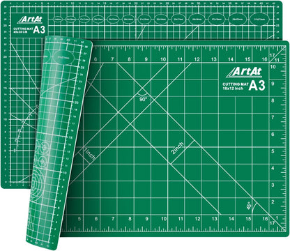 ArtAt Self Healing Cutting Mat: 24 x 36 inch Green Large 5-Ply Double-Sided Durable Non-Slip PVC Cutting Mat for Sewing Quilting Scrapbooking Art & Crafts projects…