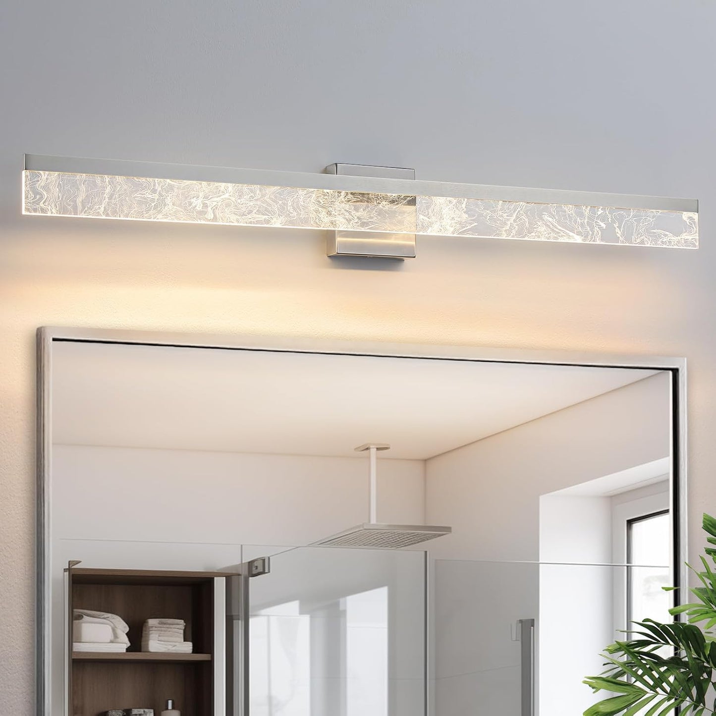 AIJIASI 39-Inch Brushed Gold Vanity Light Fixture, 28W Dimmable LED Modern Light Bar for Bathroom Mirror, Restroom, Bedroom (3000K)