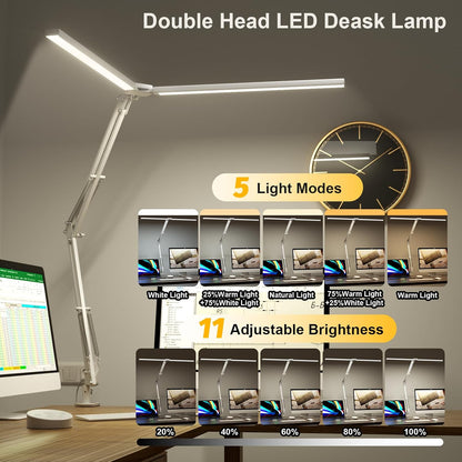 SKYLEO Led Desk Lamp for Home Office - 2400LM Ultra Bright Desk Light -Eye Caring Desk Lamp with Clamp - Adjustable Office Lamp with Remote Control- Easy Installation - 24W Black
