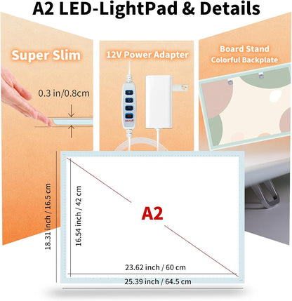A4 LED Copy Board Light Tracing Box，Trace Light Pad for Tattoo Transferring, Drawing, Streaming, Sketching, Animation, Stenciling，USB LED Light Board for Diamond Painting