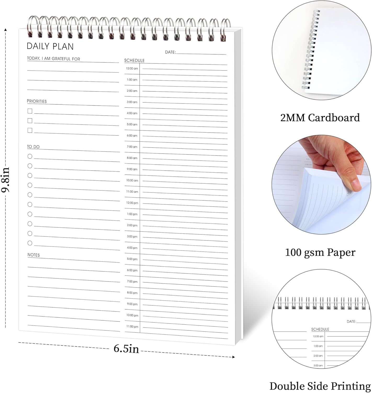 To Do List Notepad 3 Pack, Undated Daily Planner Notepad With To Do List Notebook Checklist Planner Spiral Waterproof Notepad for Office Supplies, School Planner, 52 Sheets/Pack, 5.5"*8.3" A5 Size