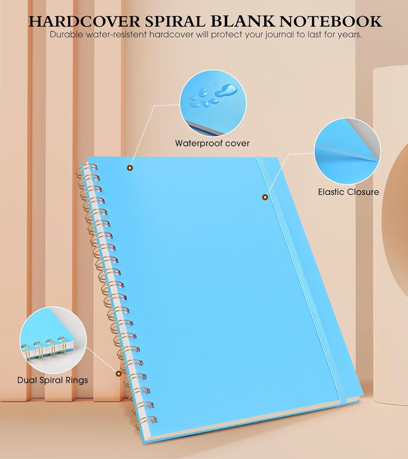 Dotted Notebook, Spiral Notebook Journal 8.5” x 11”, A4 Large Dot Grid Notebooks for Women Men, 100 GSM Dotted Paper, Plastic Hardcover Spiral Bullet Journals for Work School Sketching, Green