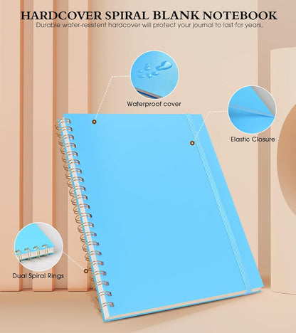 Dotted Notebook, Spiral Notebook Journal 8.5” x 11”, A4 Large Dot Grid Notebooks for Women Men, 100 GSM Dotted Paper, Plastic Hardcover Spiral Bullet Journals for Work School Sketching, Green