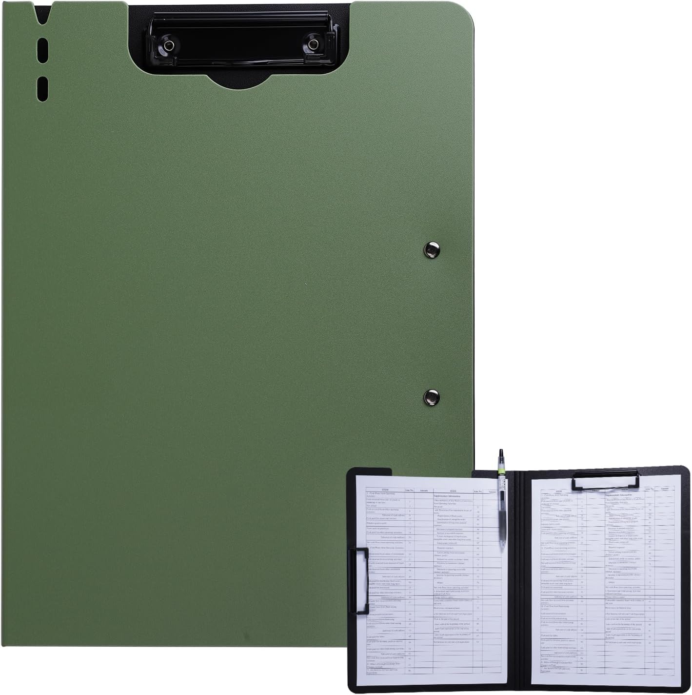 FRETONBA Clipboard Folder, A4 Foldable Clipboard with Horizontal and Vertical Double Metal Clips, 360 Degree Foldable Binder Clipboards with Pen Holder, File Cover Work Folder Clipboards, Blue