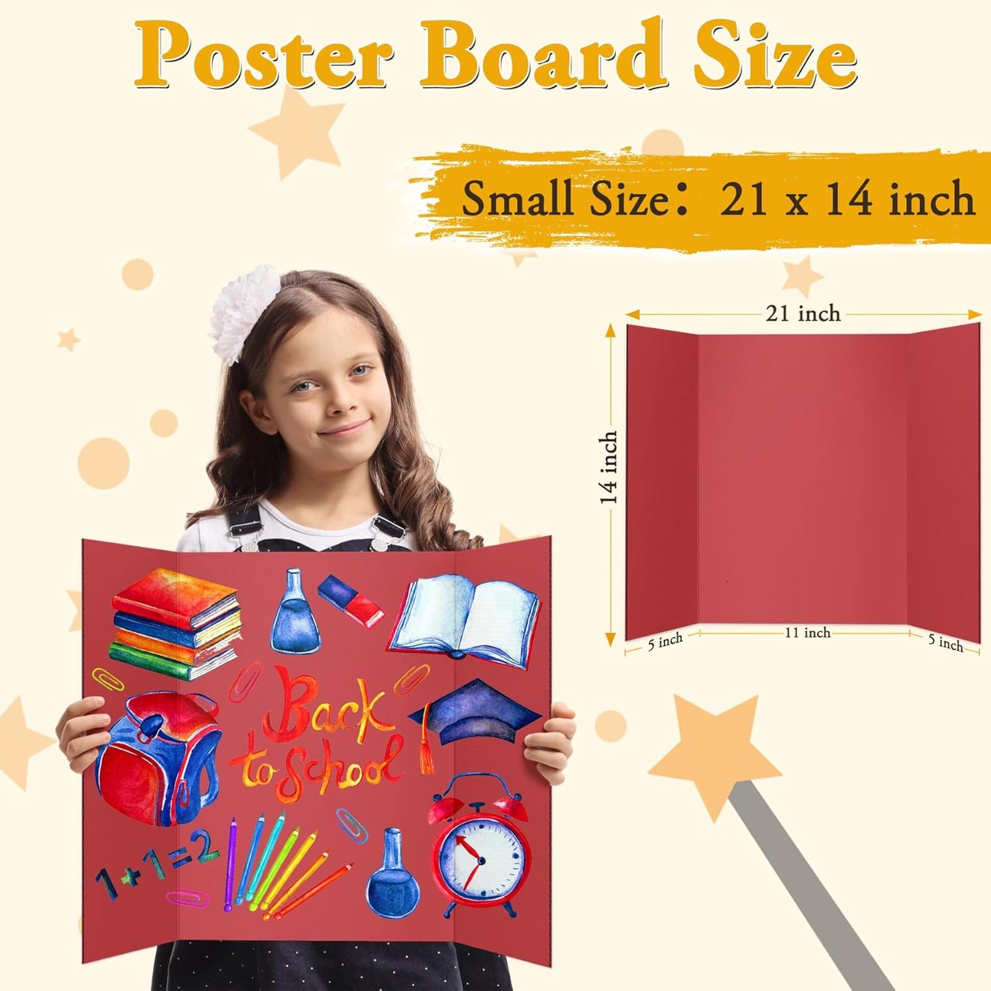 AKONEGE 3Pcs Small Trifold Poster Board, 21 x 14 inches White Tri Fold Poster Boards Corrugated Presentation Board Science Fair Display Boards for School Fun Projects, Exhibitions and Business
