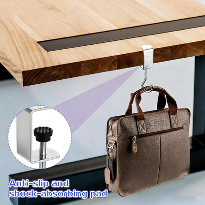 Kifmurase 20Pcs Heavy-Duty Purse Hooks for Table, High-Strength Stainless Steel Hanger, Adjustable Desk Hooks for Hanging Bags, Portable Purse Hanger Clip for Handbag, Backpack, Under Counter
