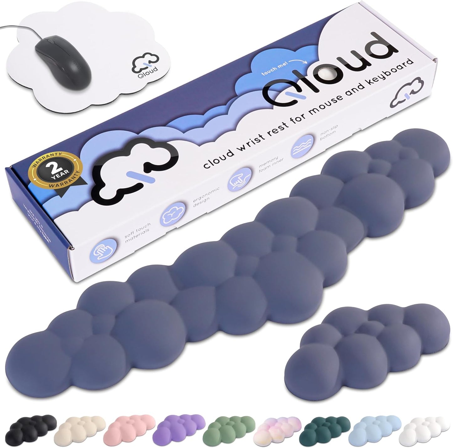 Purple Cloud Keyboard Wrist Rest – Create-ables Qloud Purple Wrist Rest for Computer Keyboard and Mouse, Ergonomic Memory Foam Wrist Pad with Non-Slip Base, Includes Cloud Mouse Pad