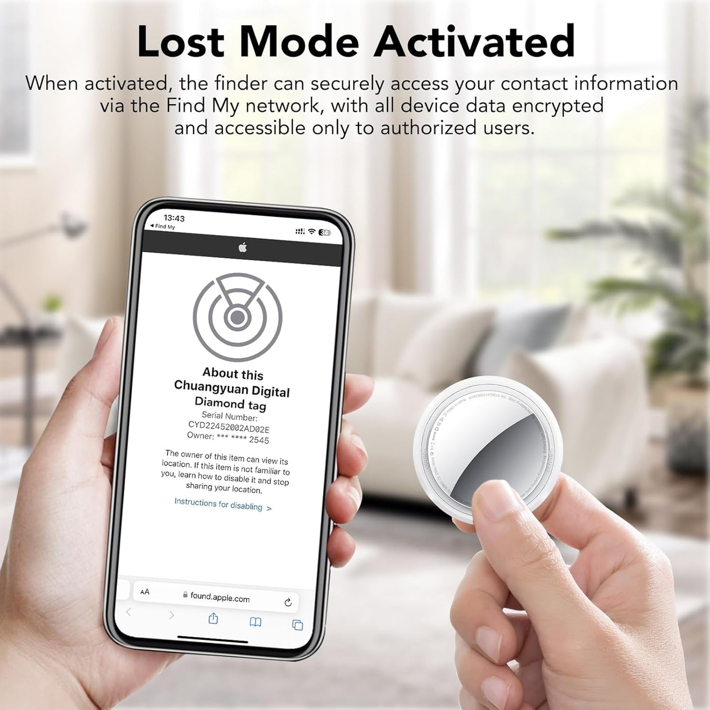 New Tracker Tag-1 Pack (Black), QCOQ Bluetooth 5.3 Tracker Tag Work with Apple Find My (iOS Only), Smart Tag with Protective Case/Keychain/Lanyard, Item Finder for Key/Wallet/Bag, Replaceable Battery