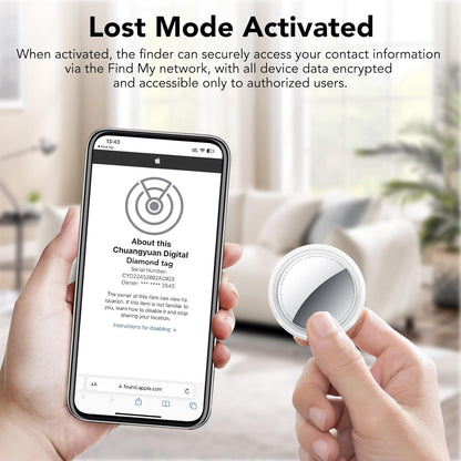 New Tracker Tag-1 Pack (Black), QCOQ Bluetooth 5.3 Tracker Tag Work with Apple Find My (iOS Only), Smart Tag with Protective Case/Keychain/Lanyard, Item Finder for Key/Wallet/Bag, Replaceable Battery