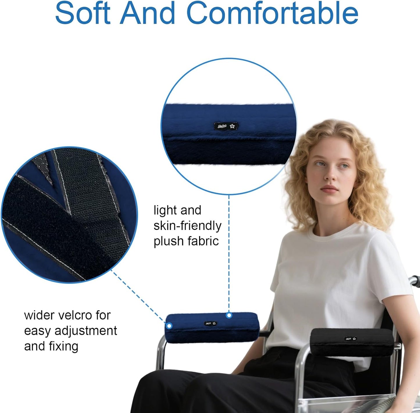 SPRING SEAON Wheelchair Armrest Covers 2 Pack Soft Memory Foam Wheelchair armrest Pads Wicking Washable for Office Transport Chair (Black)