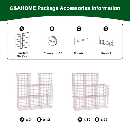 C&AHOME Wire Cube Storage, 6 - Cube Organizer Metal C Grids, Modular Shelves Units, Storage Bins Shelving, Closet Organizer, Ideal for Home, Office, Living Room, 36.6”L x 12.4”W x 36.6”H Black