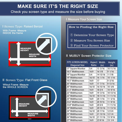 2Pack 22" Anti Glare Matte Monitor Screen Protector for Sceptre/LG/Dell/HP/Acer/ViewSonic/ASUS/Aoc/Samsung Diagonal 22" 16:10 LED PC Screen Gaming Monitor Eye Protection Film (L x W/474 x 296)
