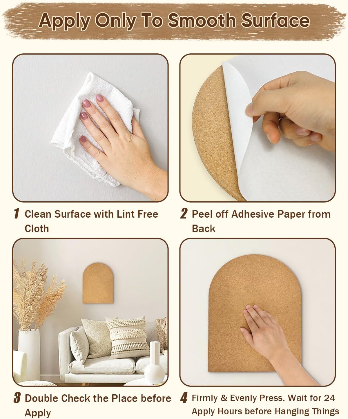 Okydoky 12mm Thick Arch Cork Board, 10.4in x 14.4in Self-Adhesive Pin Board,1 PC for Home Office Décor