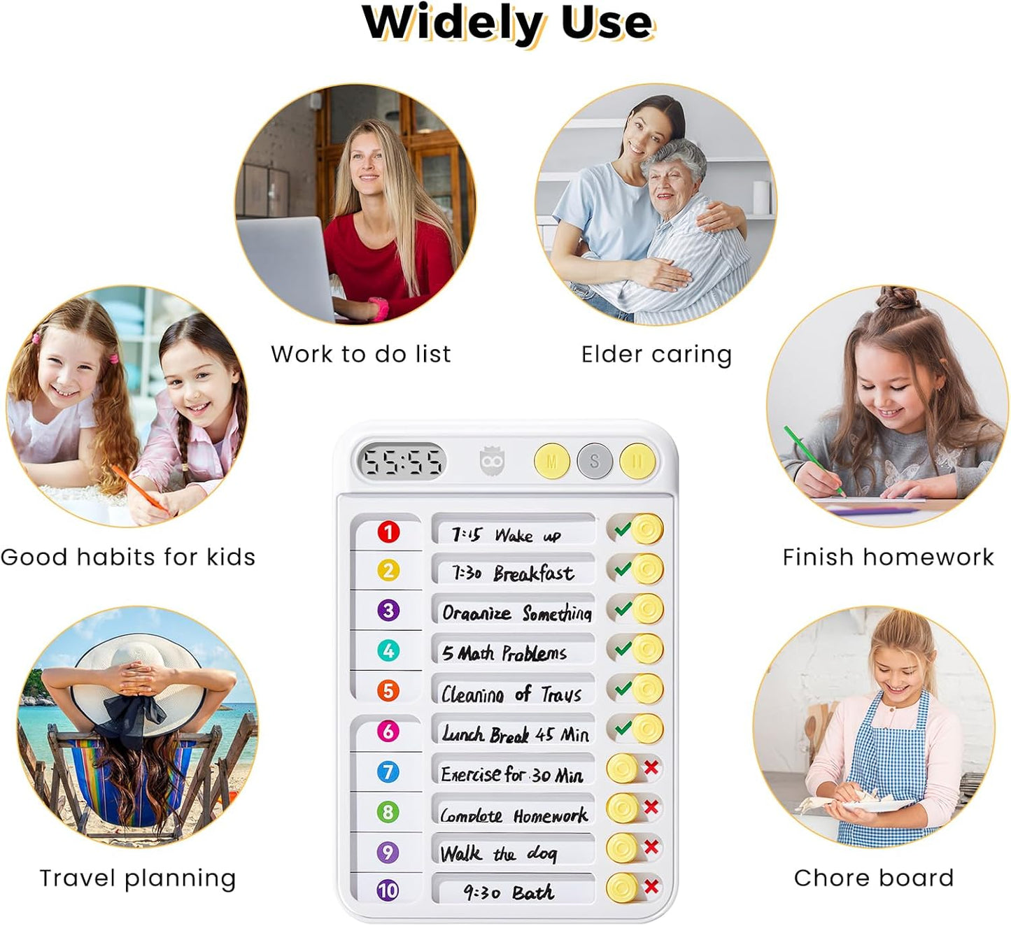 Chore Chart for Kids, Checklist Planning Board with Sliders, 19 Personalizable Sheets and Magnetic Marker, ADHD Tools for Kids to Do List Routine Chart Visual Schedule Board with Stand
