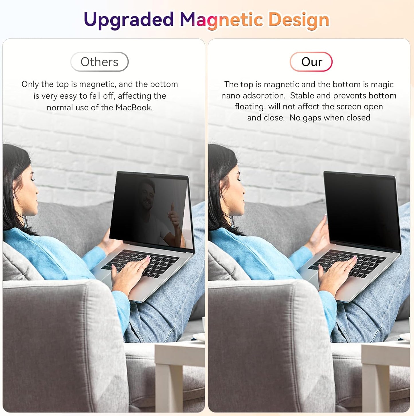 Magnetic Privacy Screen for Microsoft Surface Laptop 7 13.8 Inch, Removable Anti Glare Blue Light Filter, 13.8 In Anti Spy Black Security Private Block Screen Protector