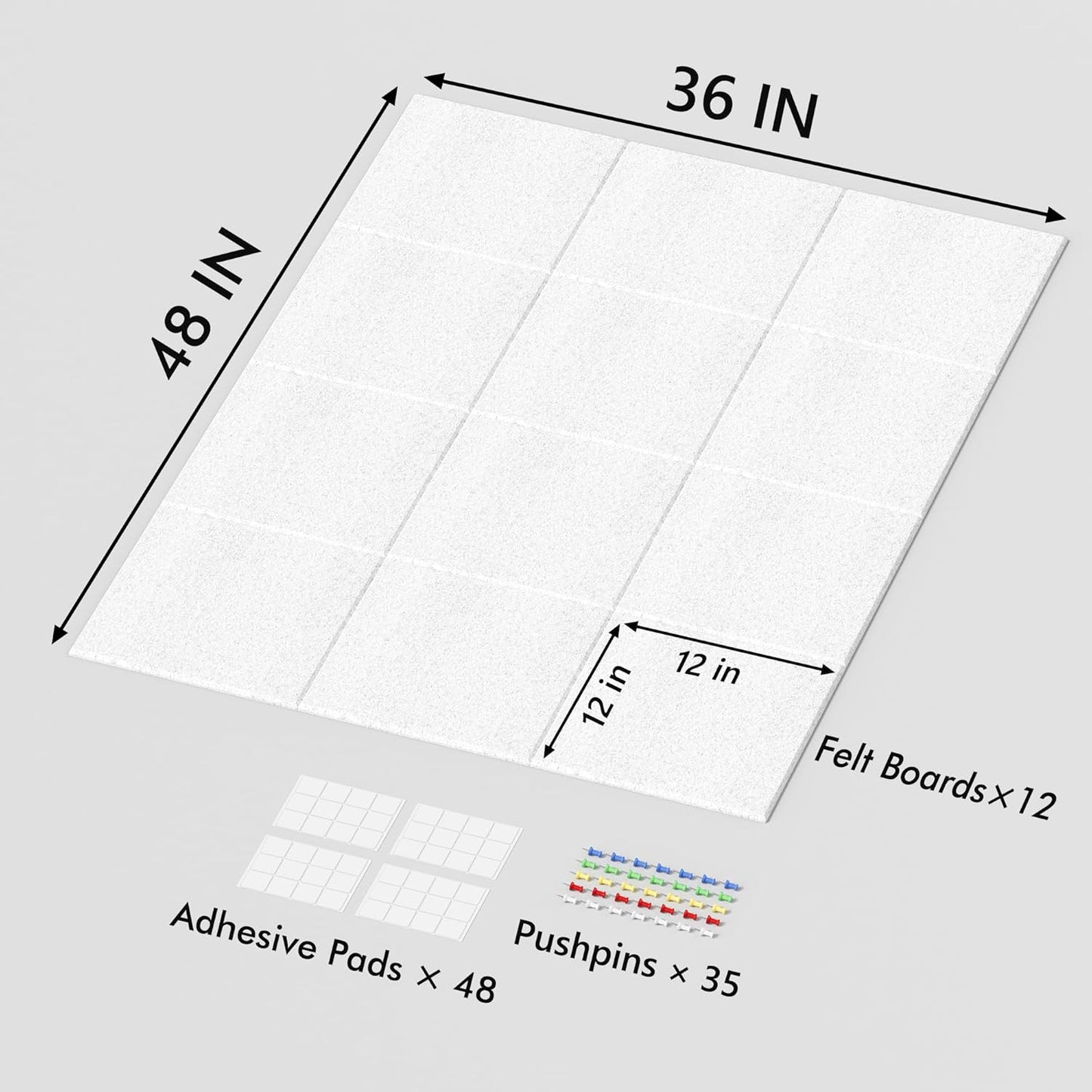 Neatsure Large Cork Board for Wall, Black Felt Bulletin Board with Pushpins, 36" x 24" 6 Panels Wall Tiles, Tack Push Pin Boards for Office