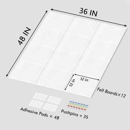 Neatsure Large Cork Board for Wall, Black Felt Bulletin Board with Pushpins, 36" x 24" 6 Panels Wall Tiles, Tack Push Pin Boards for Office