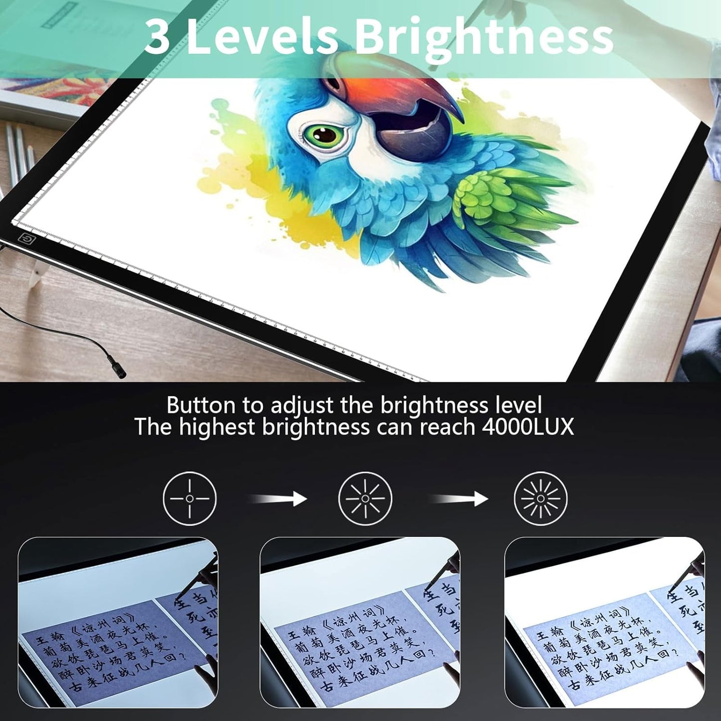 YINGWOND A1 Large LED Light Board for Diamond Painting, Tracing Copy Pad with Scale Eye Protection, Dimmable Brightness A1 Light Box for 5D Diamond Painting, Sketching, Animation
