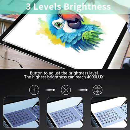 YINGWOND A1 Large LED Light Board for Diamond Painting, Tracing Copy Pad with Scale Eye Protection, Dimmable Brightness A1 Light Box for 5D Diamond Painting, Sketching, Animation