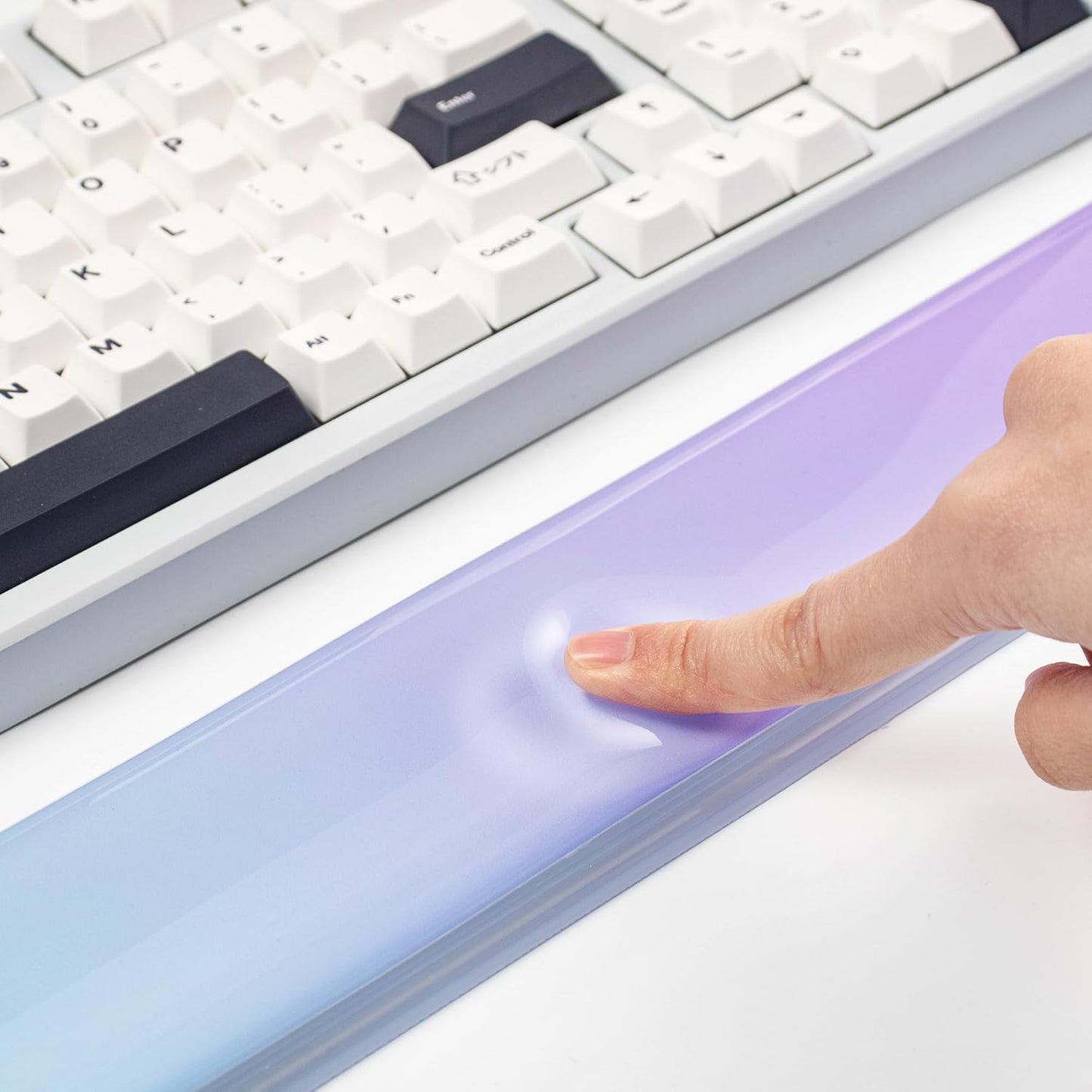 Gel Keyboard and Mouse Wrist Rest Set –White Clear Wrist Rest for Computer Keyboard 60%/68%/75%, Comfort & Support for Typing and Gaming