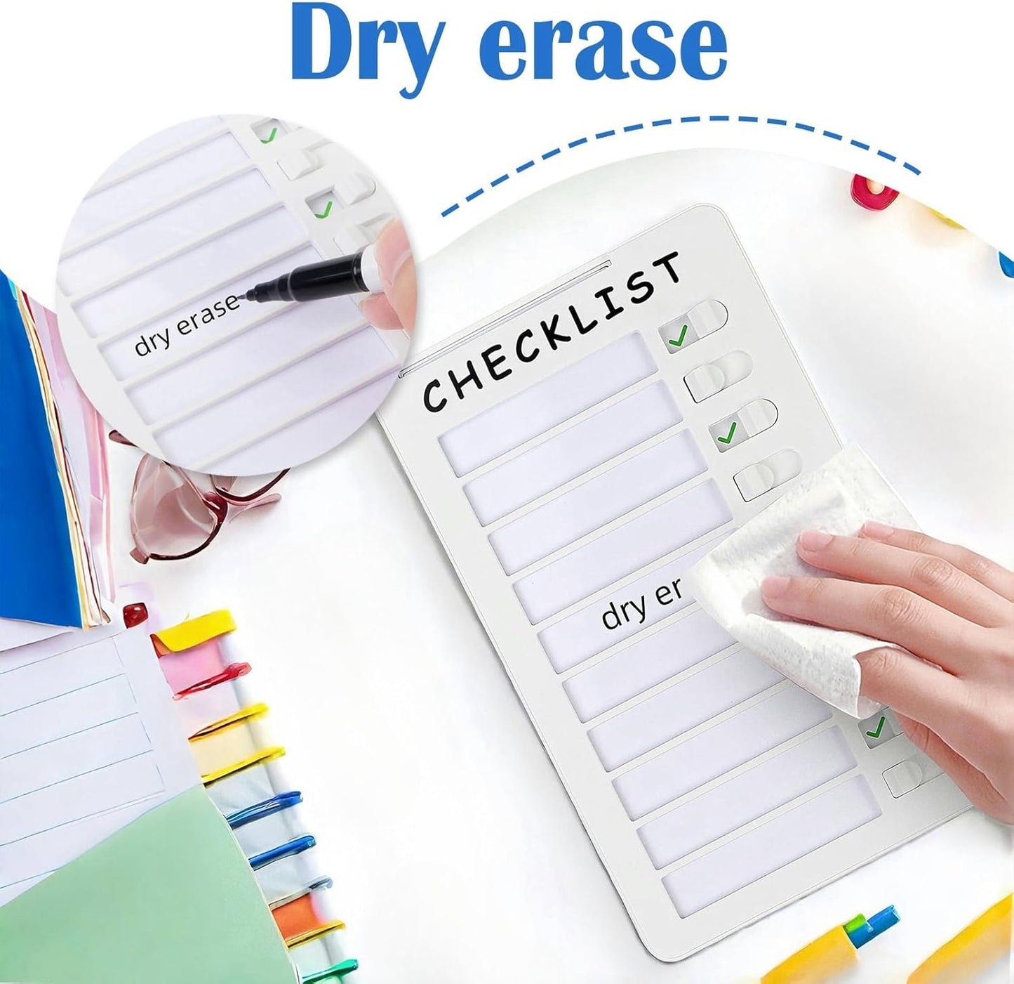 Dry Erase Chore Chart, Standable Whiteboard Checklist Board, Chore Chart for Kids Routine Chart with a Pen (Standable)