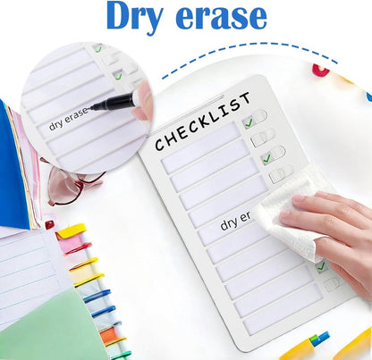 Dry Erase Chore Chart, Standable Whiteboard Checklist Board, Chore Chart for Kids Routine Chart with a Pen (Standable)