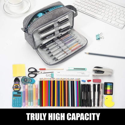 Sooez Original High Capacity Pencil Case, Big Pencil Bag Pouch Box Organizer Pen Case, Aesthetic Supply for Girls Adults, Portable Journaling Supplies with Easy Grip Handle & Loop, Mint Green