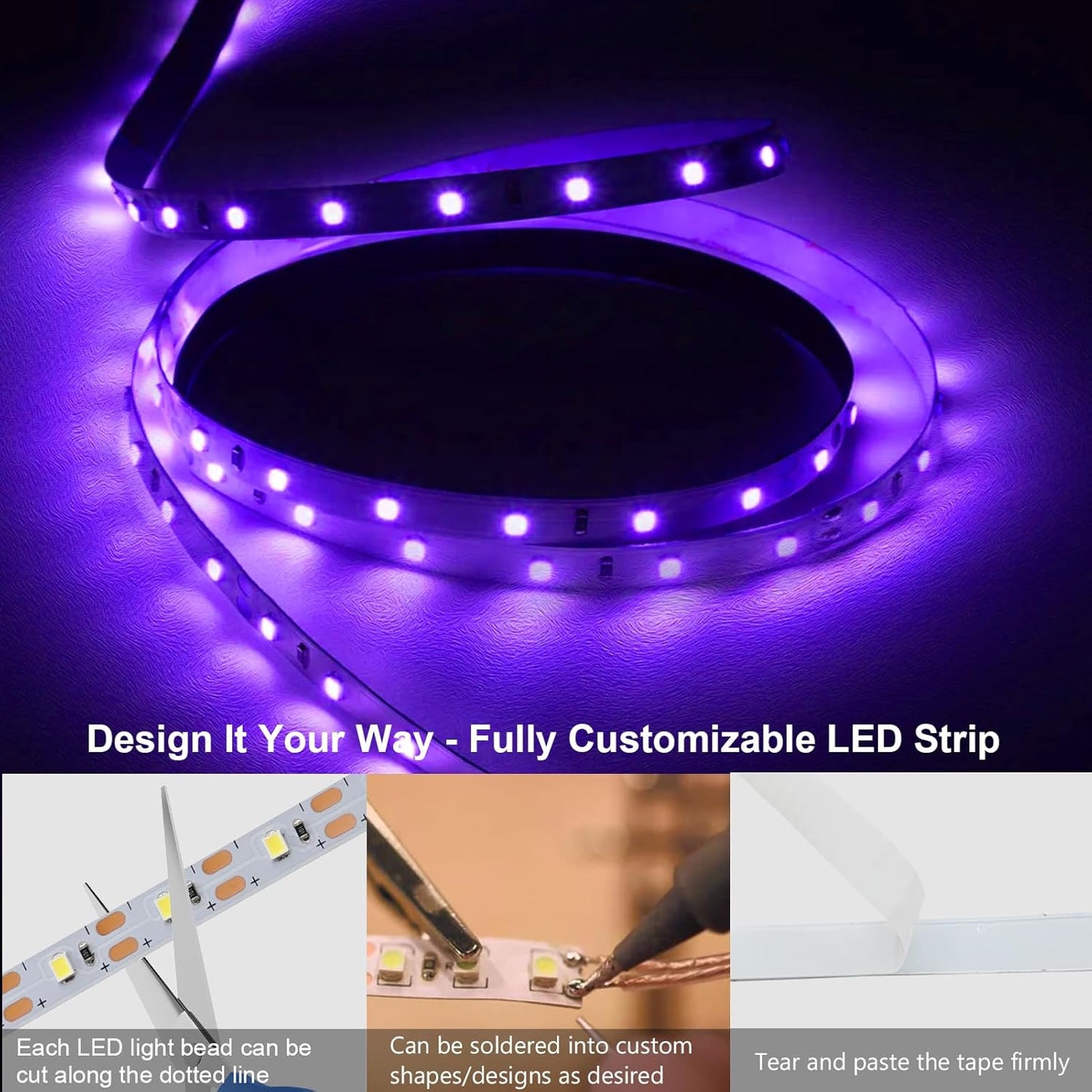 echosari Strip Lights USB 5V, 9.8Ft 180 LED Strip Lights Cuttable 2835 SMD Super Bright with Self-Adhesive DIY for Cabinet Photo Frames Desks Monitor Shelves Decor (Green)