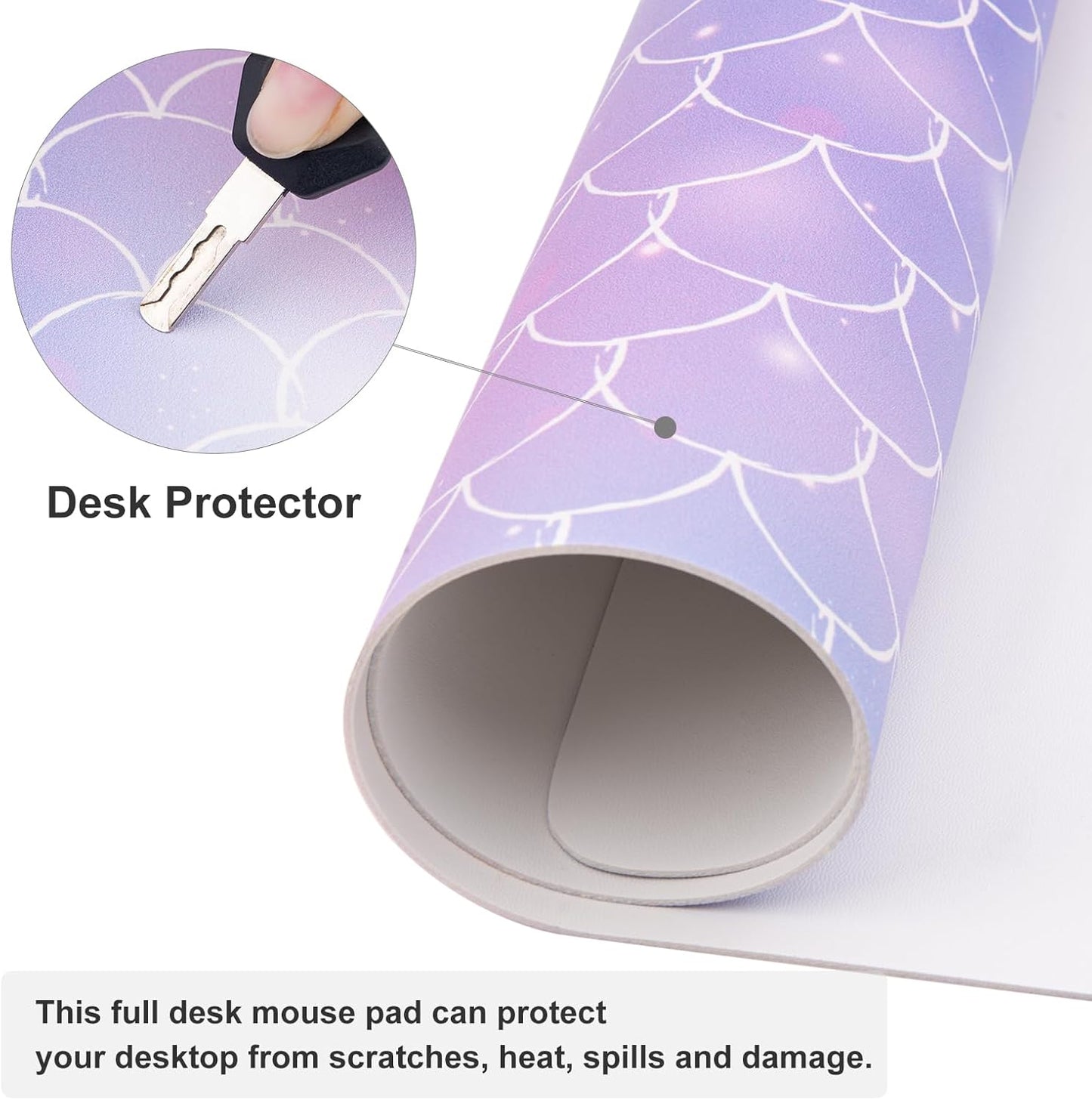 QIYI Large Mouse Pad, Cute Pink Desk Mat for Desktop, Women Girls PU Leather Desk Pad Waterproof Gaming Mousepad, Rose Gold Marble Computer Protector Writing Pad for School Office Home 31.5" x 15.7"