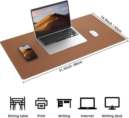 AFIING Large Desk Mat 47" x 17", Dual-Sided Natural Cork & PU Leather Desk Pad, Non-Slip Waterproof Mouse Pad for Office, Home & Gaming, Black
