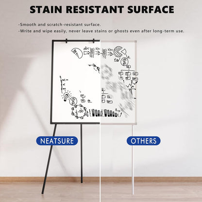 Large Whiteboard Easel with Stand, 36" x 24" Portable Standing Magnetic Dry Erase White Board, 3' x 2' Tripod Height Adjustable Flip Chart Easel for Home Office Classroom School, Silver