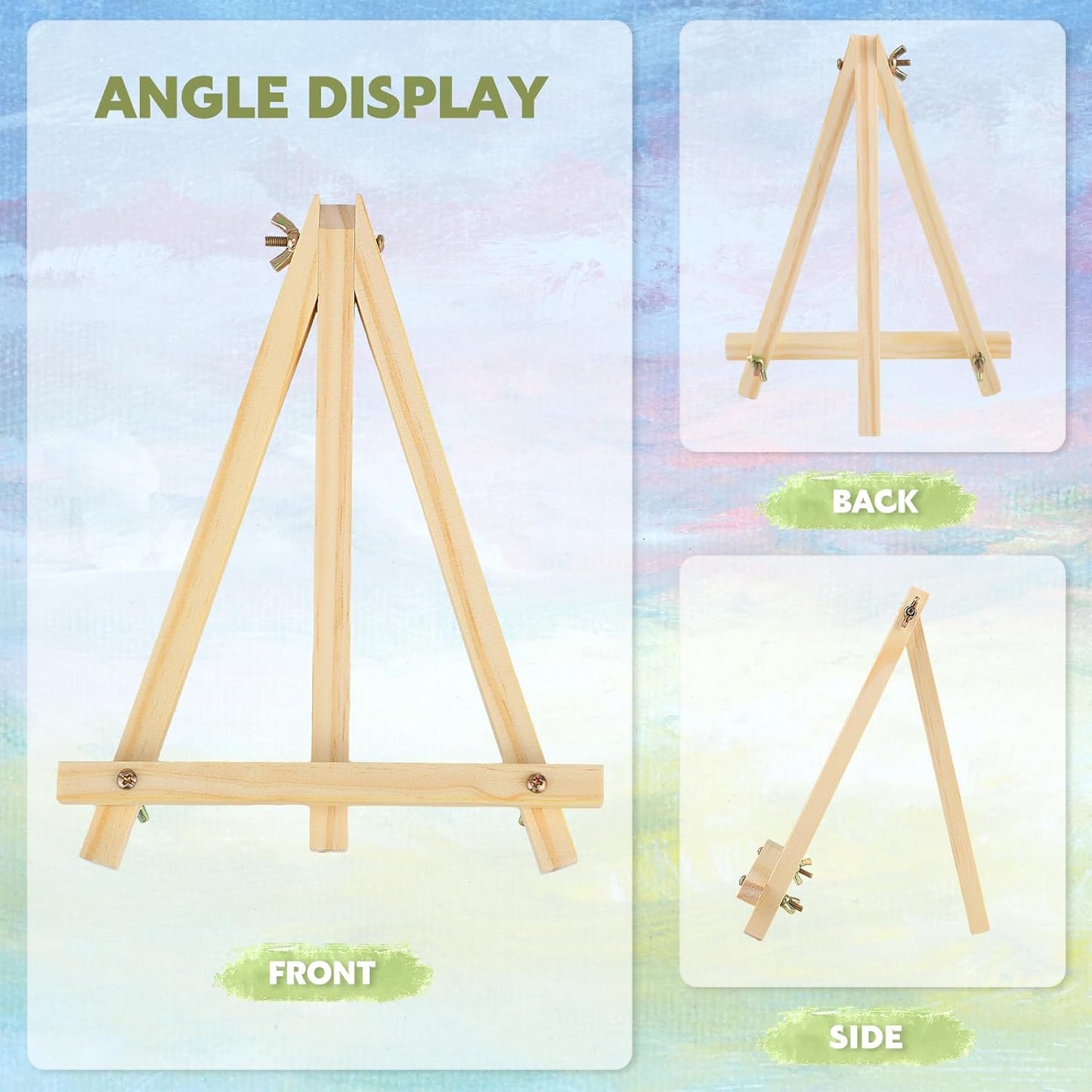 16 Pack 9 Inch Easel for Painting, Wooden Easel Stand Canvas Stand for Sign Table Top Small Art Easel for Artists and Students