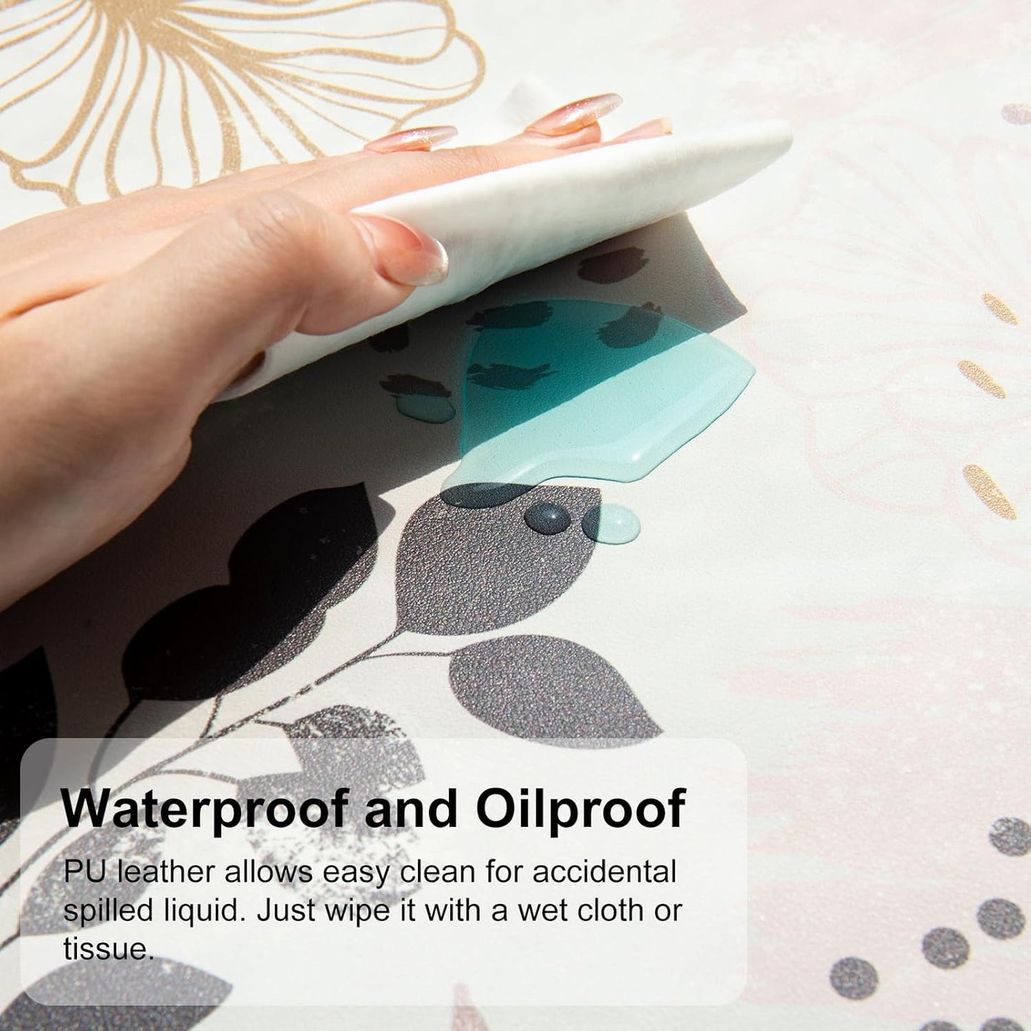 QIYI Large Mouse Pad, Cute Pink Desk Mat for Desktop, Women Girls PU Leather Desk Pad Waterproof Gaming Mousepad, Rose Gold Marble Computer Protector Writing Pad for School Office Home 31.5" x 15.7"