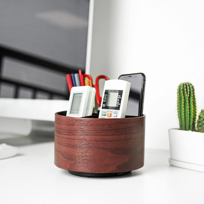 Round Leather Art Supply Organizer,Remote Control Holder,360 Degree Rotating,Multi-Functional Pencil Holder,4 Compartments Desktop Stationary Organizer(1-Fractal Flower) | Round - Colors B