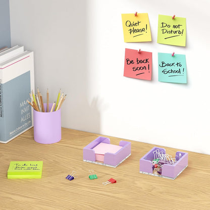 WINFFOR Acrylic Notepad Holder Dispenser - 3x3 in Sticky Note Memo Holder for Desk Organizer (W/O Pads) Office Desk Accessories School Supplies, Crystal Clear