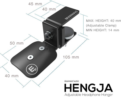 BRAINWAVZ Hengja - The Desk Headphone Stand Hanger Mount, All Metal, Rotatable Mount, PC & Gaming Headset Holder