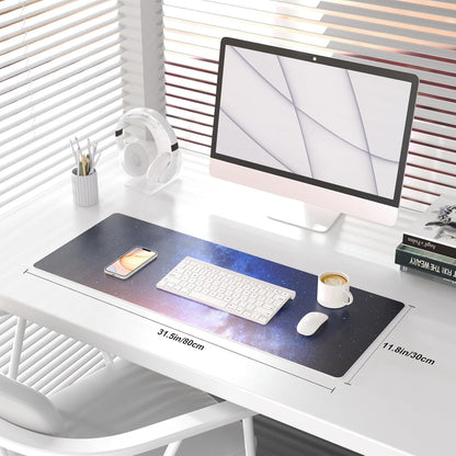 QIYI Large Mouse Pad, Cute Pink Desk Mat for Desktop, Women Girls PU Leather Desk Pad Waterproof Gaming Mousepad, Rose Gold Marble Computer Protector Writing Pad for School Office Home 31.5" x 15.7"