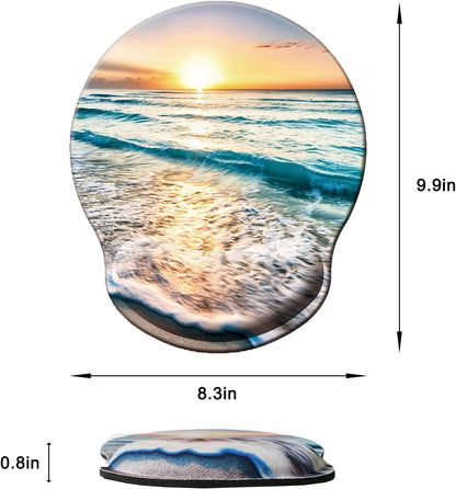 Mouse Pad with Wrist Support, Ergonomic Mouse Pad with Memory Foam Wrist Rest Cushion, Non-Slip Rubber Base Gaming Mice Pad for Home Office Computer Laptop, Flowers Grass