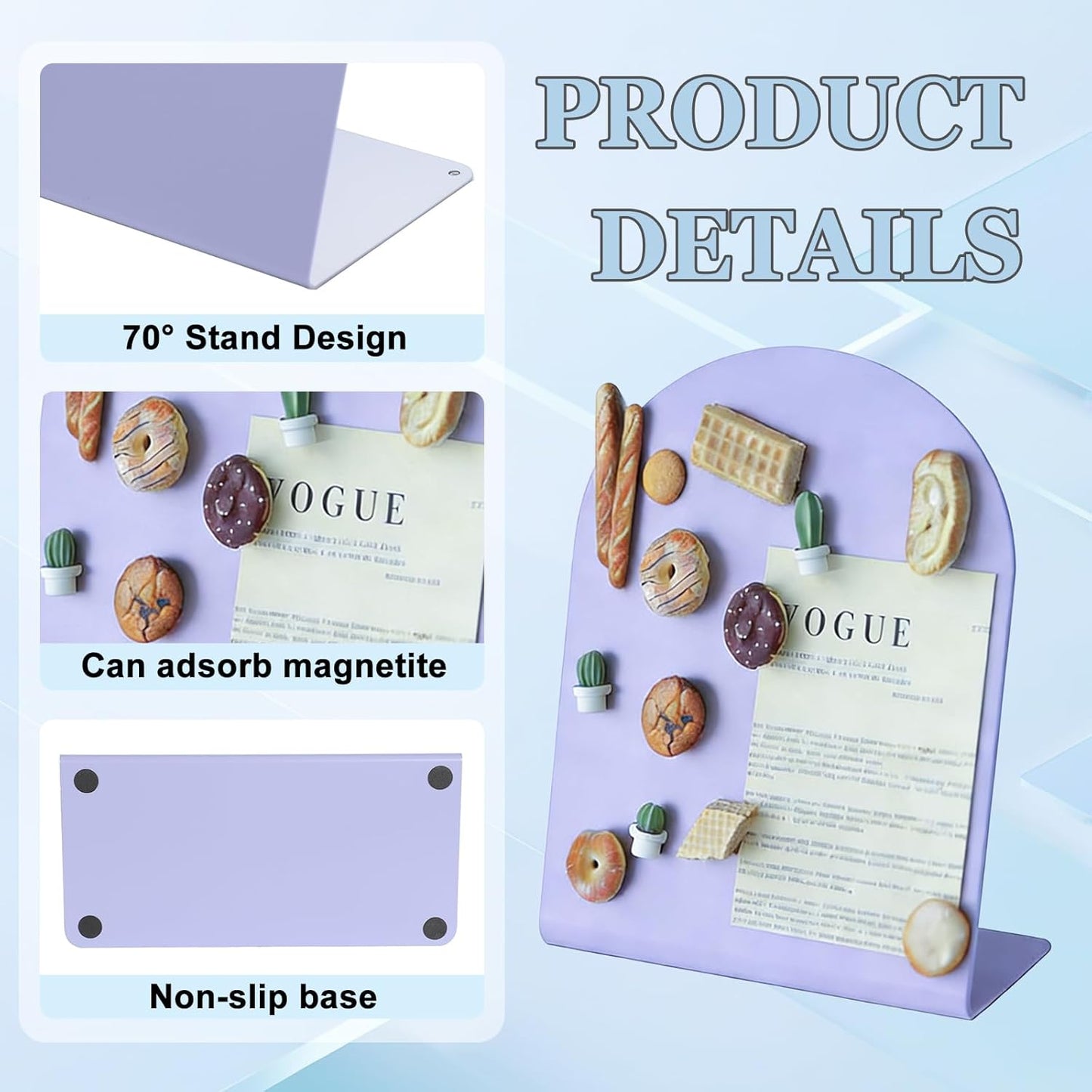2 Pack Desk Magnetic Bulletin Board Metal Tabletop Memo Souvenir/Photos Display Board Magnet Display Stand for Home School Kitchen Office (2, White, ARC)