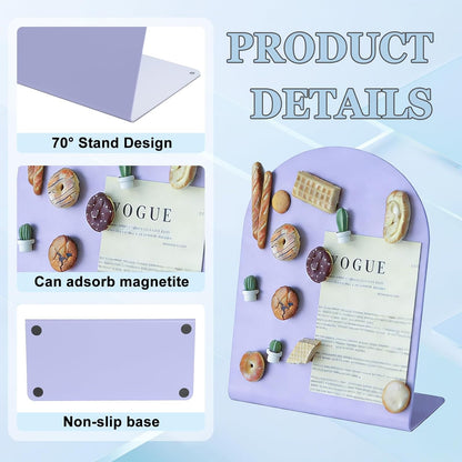 2 Pack Desk Magnetic Bulletin Board Metal Tabletop Memo Souvenir/Photos Display Board Magnet Display Stand for Home School Kitchen Office (2, White, ARC)
