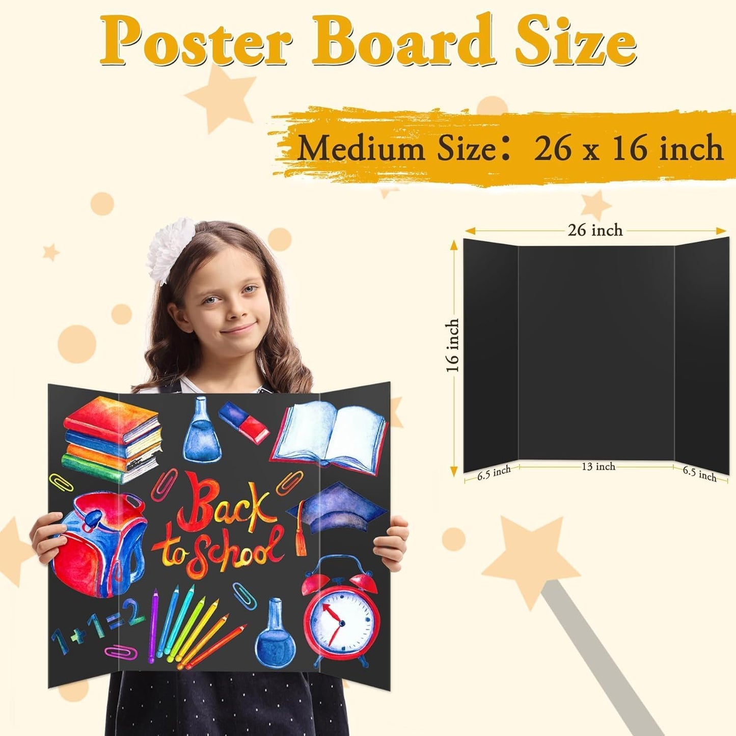 AKONEGE 3Pcs Small Trifold Poster Board, 21 x 14 inches White Tri Fold Poster Boards Corrugated Presentation Board Science Fair Display Boards for School Fun Projects, Exhibitions and Business